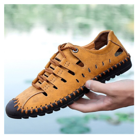 Letní kožené pánské boty na turistiku a hory MIXI FASHION