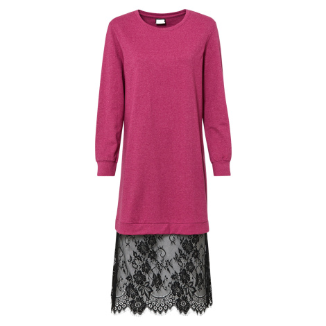 Bonprix RAINBOW mikinové šaty s krajkou Barva: Růžová, Mezinárodní