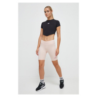 Kraťasy Reebok dámské, růžová barva, hladké, high waist