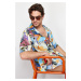 Trendyol Multi Color Oversize Fit 100% Viscose Printed Short Sleeve Flowy Summer Shirt