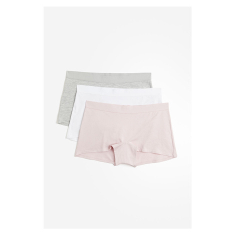 H & M - Bavlněné kalhotky shortie: balení po 3 - růžová H&M