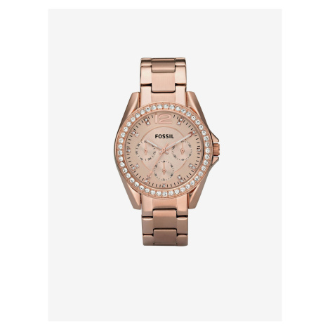 Růžovozlaté dámské hodinky Fossil Riley