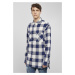 Urban Classics / Long Oversized Checked Shirt darkblue/cream