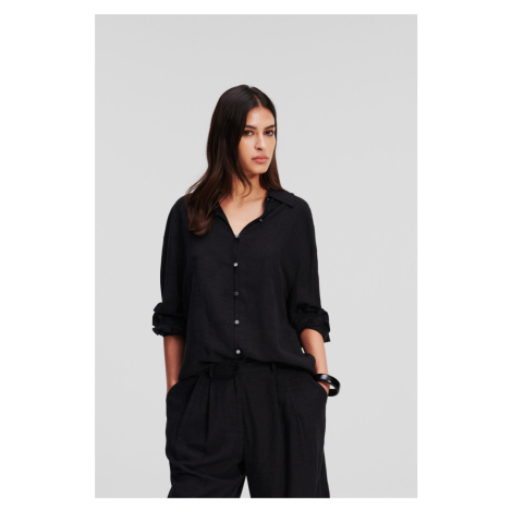 Košile karl lagerfeld linen blend shirt black