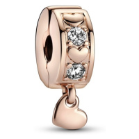 Pandora Bronzový klipový korálek Rose Zavěšené srdce 782253C01