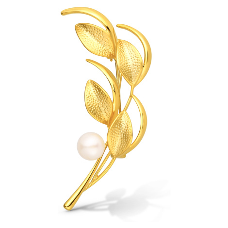 JwL Luxury Pearls Slušivá pozlacená brož 2v1 s pravou perlou JL0843