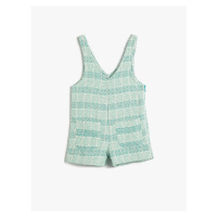 Koton Overalls, Tweed Overalls Short, Pocket Detailed V-Neck.