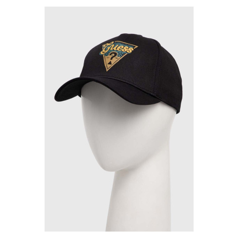 Bavlněná baseballová čepice Guess černá barva, s potiskem, M4RZ22 WF8V0