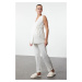 Trendyol White Double Breasted Tied Sleeveless Knitted Maternity & Postpartum Pajama Set