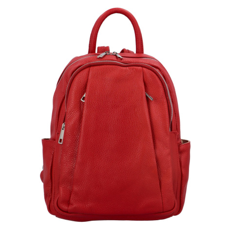 Luxusní dámský kožený batůžek Orfeo, červená Delami Vera Pelle