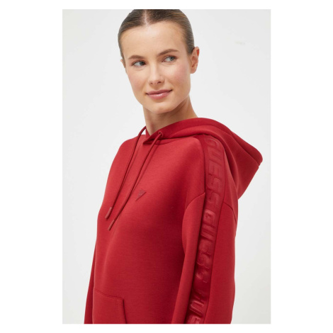 Mikina Guess BRENDA dámská, červená barva, s kapucí, potiskem, V2YQ18 K7UW2