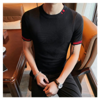 Luxusní pánské tričko pletené s kontrastními detaily
