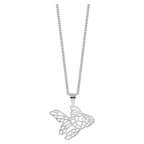 Preciosa Stylový ocelový náhrdelník Origami Fish s kubickou zirkonií Preciosa 7441 00