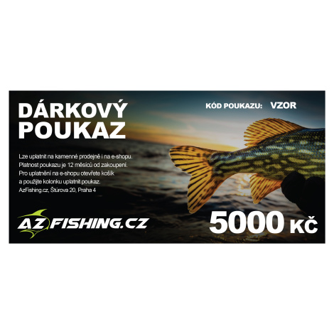 Dárkový Poukaz AzFishing Elektronický Hodnota poukazu: 5000 Kč