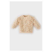 DEFACTO Baby Girl Crew Neck Floral Patterned Soft Furry Sweatshirt