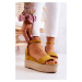 Dámské sandály na klínku s kubickými zirkony žlutá Linette
