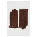 Kožené rukavice Lauren Ralph Lauren dámské, hnědá barva