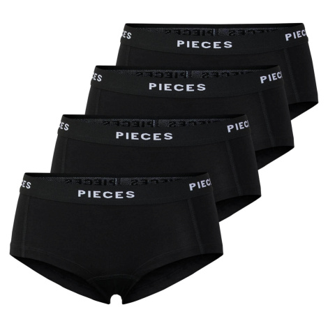 Pieces 4 PACK - dámské kalhotky Boxer PCLOGO 17106857 Black