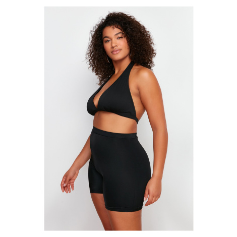 Trendyol Curve Black High Waist Knitted Firming Effect Bikini Bottom