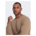 Men's BASIC sweatshirt with round neckline - brown V2 OM-SSBN-0175