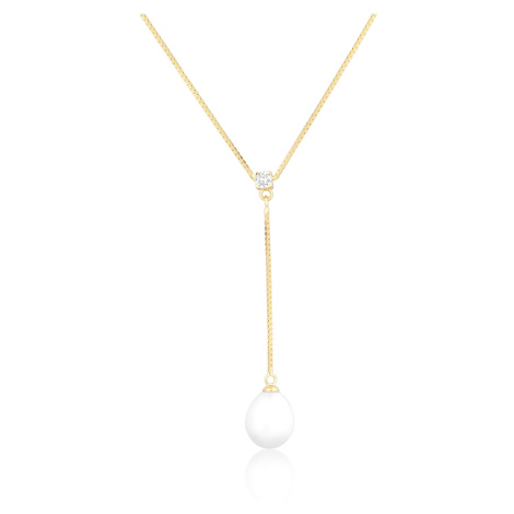 JVD Půvabný pozlacený náhrdelník s pravou perlou SVLN0559SD2GP45