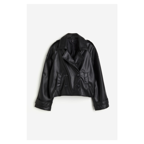 H & M - Dvouřadová bunda's povrchovou úpravou - černá H&M