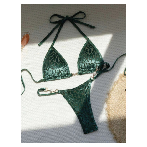 Dámské leopardí plavky – tanga střih, speciální tkanina