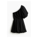 H & M - Šaty's bublinovým dolním lemem a odhaleným ramenem - černá