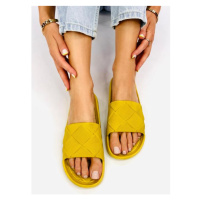 Dámské žluté pantofle s prošívaným vzorem