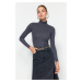 Trendyol Anthracite Premium Soft Fabric Turtleneck Fitted/Slippery Knitted Blouse