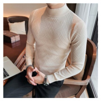 Pánský svetr s prošíváním a stojatým límcem