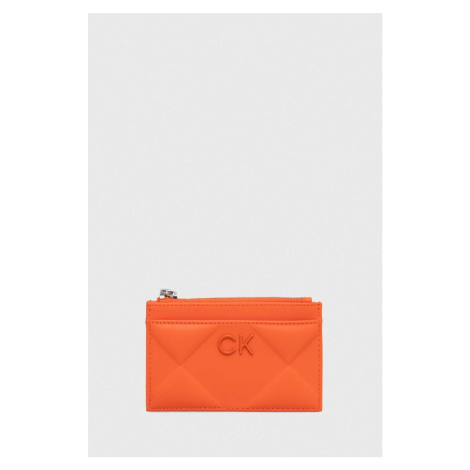 Peněženka Calvin Klein oranžová barva