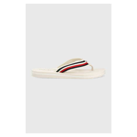 Žabky Tommy Hilfiger TOMMY ESSENTIAL COMFORT SANDAL dámské, bílá barva, na plochém podpatku, FW0