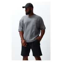 Trendyol Plus Size Anthracite Oversize Pocket Textured Premium Comfortable T-Shirt