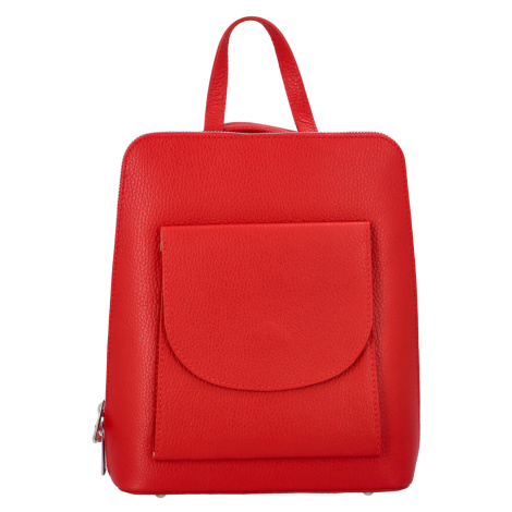 Dámský kožený batůžek kabelka červený - ItalY Septends