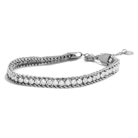 GRACE Jewellery Luxusní ocelový náramek se zirkony, chirurgická ocel BN-10-352A-2 Stříbrná 17 cm GRACE Silver Jewellery