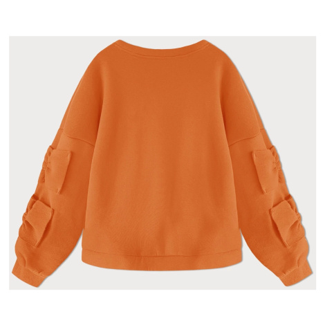 Teplá oranžová dámská mikina s mašlemi (23999) Made in Italy