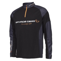 Savage gear tričko tournament gear shirt 1/2 zip black ink