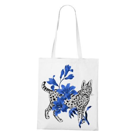 Plátěná taška s potiskem kočky a květin - perfektní dárek pro milovníky koček BezvaTriko
