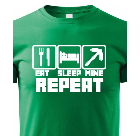 Dětské tričko Eat Sleep Mine Repeat - triko pro hráče Minecraft BezvaTriko