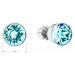 Stříbrné náušnice pecka se Swarovski krystaly modré kulaté 31113.3 light turquoise