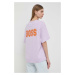 Bavlněné tričko Boss Orange fialová barva, 50520478