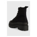Nízké kozačky Tommy Jeans TJW FOXING CANVAS BOOT dámské, černá barva, na platformě, EN0EN02216