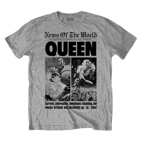 Queen Tričko News of the World 40th Front Page Unisex Grey