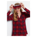 Trendyol Red Soft Feel Premium Plaid Sleep Band Knitted Pajamas Set