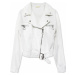 Krátká bílá dámská džínová bunda s límcem (H115)