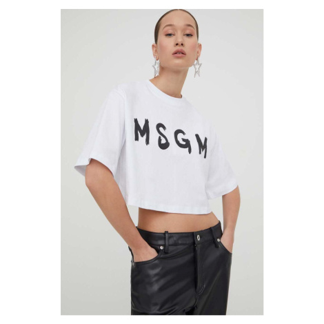 Bavlněné tričko MSGM bílá barva, 3641MDM137.247002