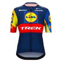 SANTINI Cyklistický dres s krátkým rukávem - LIDL TREK 2024 LADY - červená/žlutá/modrá
