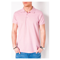 Ombre Pánské basic polo tričko Sheer světle růžové Růžová