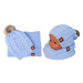 BABY NELLYS Zimní dvouvrstvá čepice s bambulí + komínek Star, sv. modrá, vel.